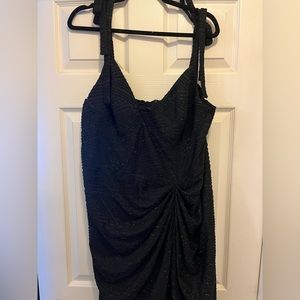 Black Dress with Ruched Skirt